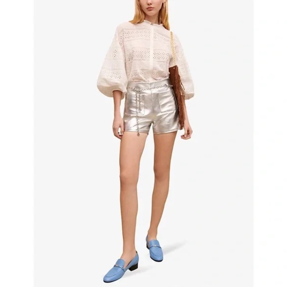 Irosum Belted Metallic Leather Shorts - Picture 1 of 4